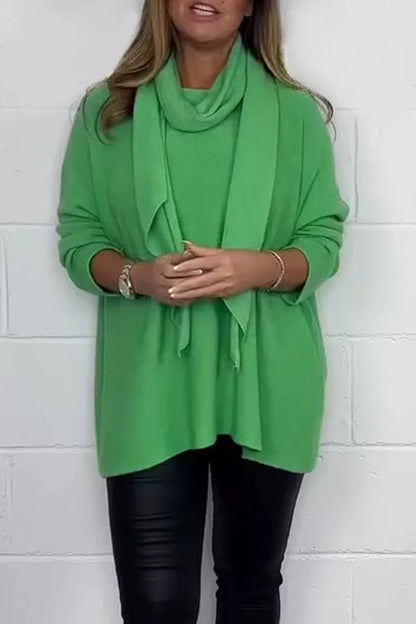 Damen Pullover Relaxed Fit mit Schal Norvielle