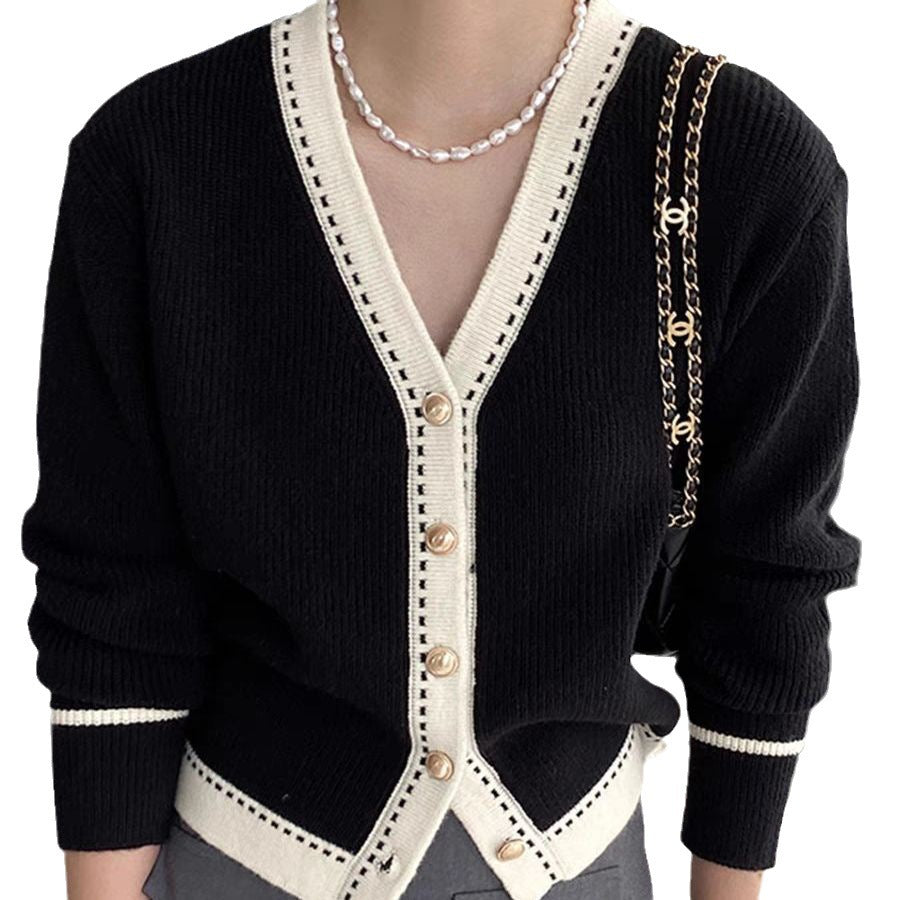 Damen Strickjacke Mit Kontrastdetails Norvielle