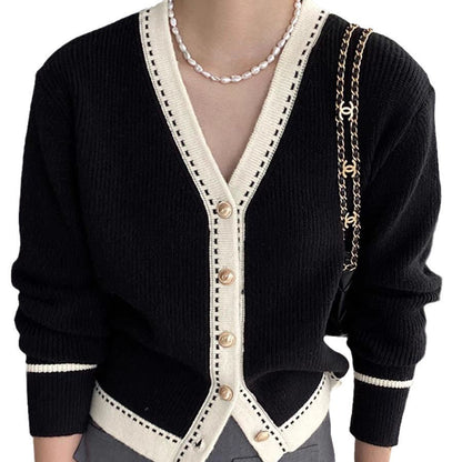 Damen Strickjacke Mit Kontrastdetails Norvielle