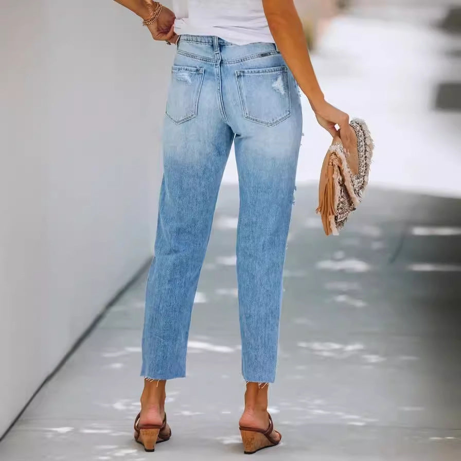 Damen Boyfriend Jeans Destroyed Style