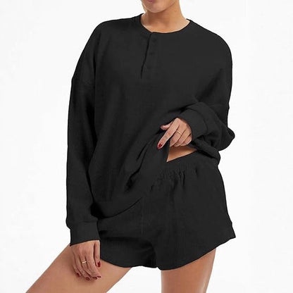 Damen Oversized Pullover Shorts Set Norvielle