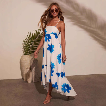 Damen Maxikleid Sommerlich Mit Riemen Voluminöser Rock Norvielle