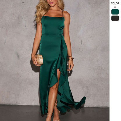 Damen Maxikleid Asymmetrisch Spaghettiträger Elegantes Design - Norvielle