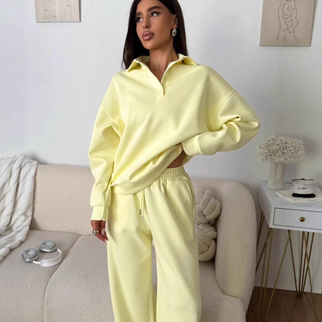 Damen Hoodie-Anzug Weites Design Elastischer Bund