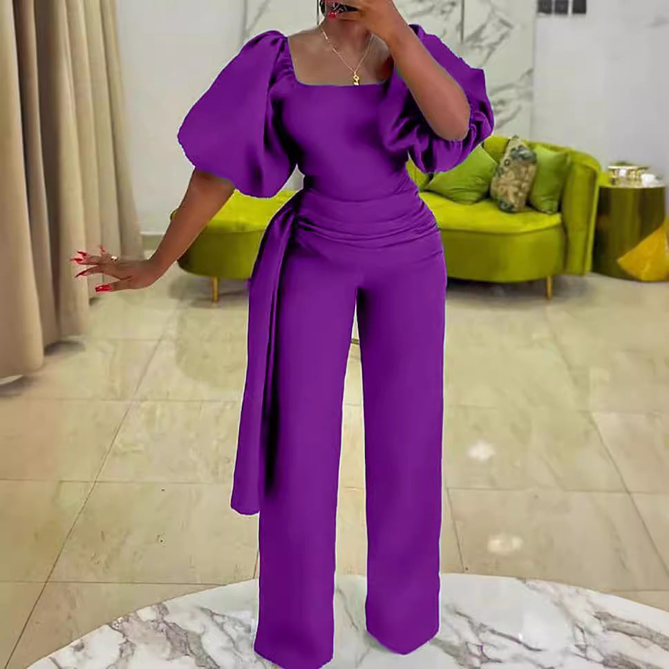 Damen Jumpsuit Voluminöse Ärmel Tailliert Norvielle