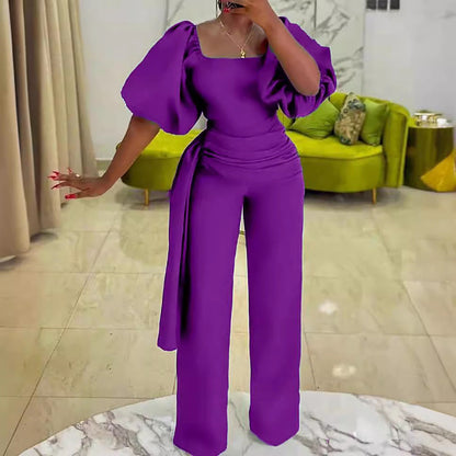 Damen Jumpsuit Voluminöse Ärmel Tailliert Norvielle
