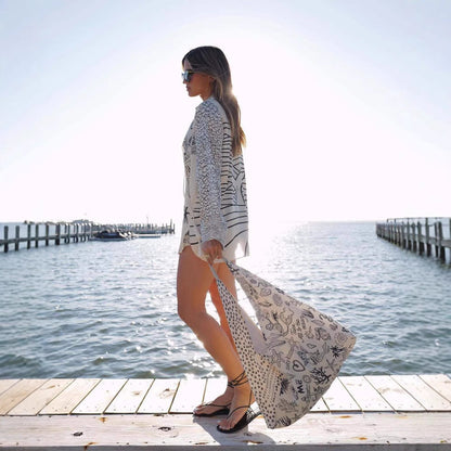 Damen Strandbluse Maritim Stickerei