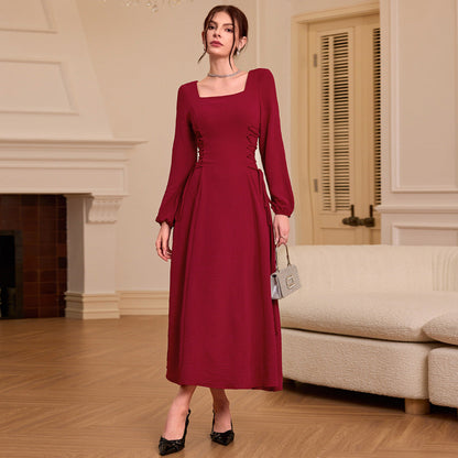 Damen Maxikleid Quadratischer Ausschnitt Rüschen Norvielle