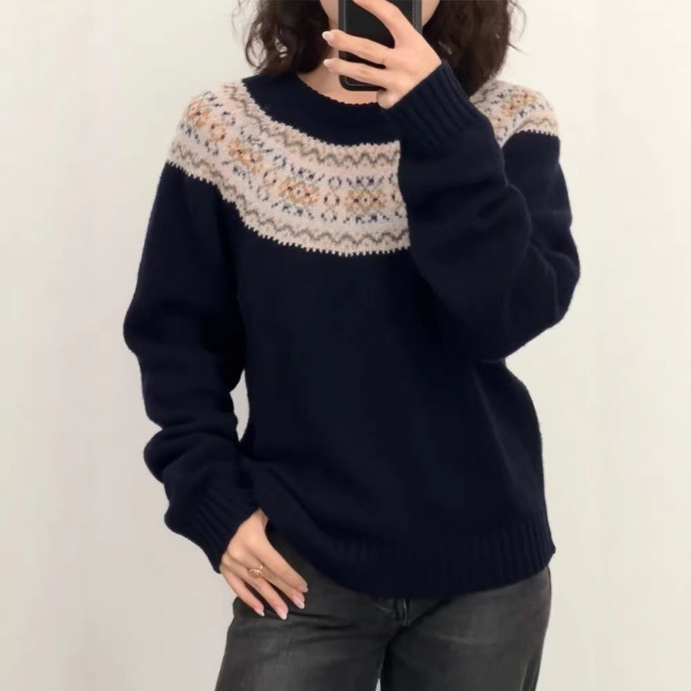 Damen Strickpullover Norweger Muster Norvielle