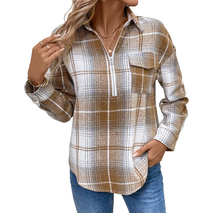 Damen Flanellhemdjacke Karomuster Weich Norvielle