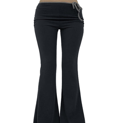 Damen Yoga-Hose Elastischer Bund Gerippter Stoff