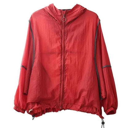 Damen Leichte Kapuzenjacke Elastischer Saum Reflektierend