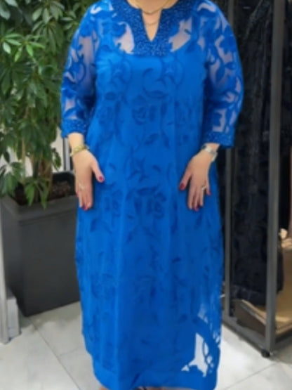 Damen Maxikleid Spitzenverzierungen Transparent