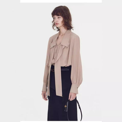 Damen Bluse mit Bindegürtel Elegantes Design Norvielle
