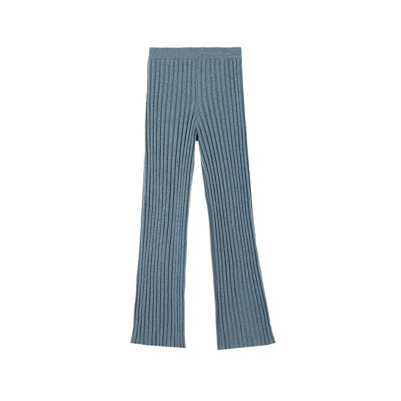 Damen Rippstrickhose Weites Bein Hochwerder Hose Norvielle