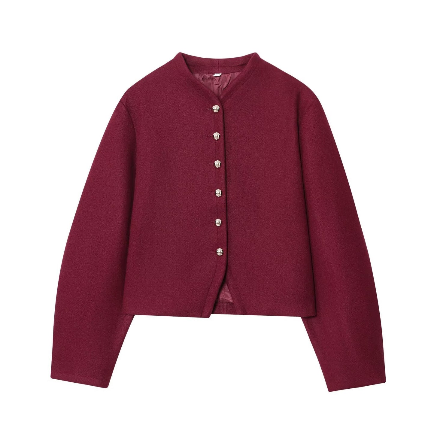 Damen Kurzjacke Wollmix Elegant Schimmernde Knöpfe
