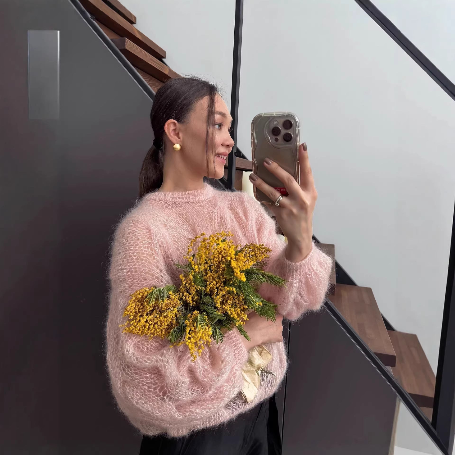 Damen Mohairpullover Weich Voluminöse Ärmel Norvielle - Norvielle