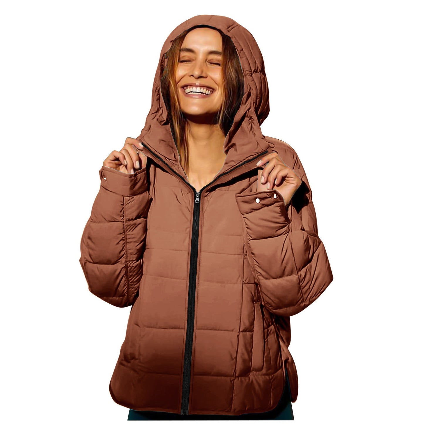 Damen Winterjacke Abnehmbare Kapuze Wasserabweisend Norvielle