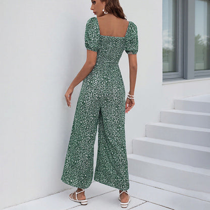 Damen Jumpsuit Elastischer Bund Puffärmel Norvielle