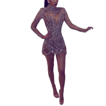 Damen Minikleid mit Pailletten und Fransen