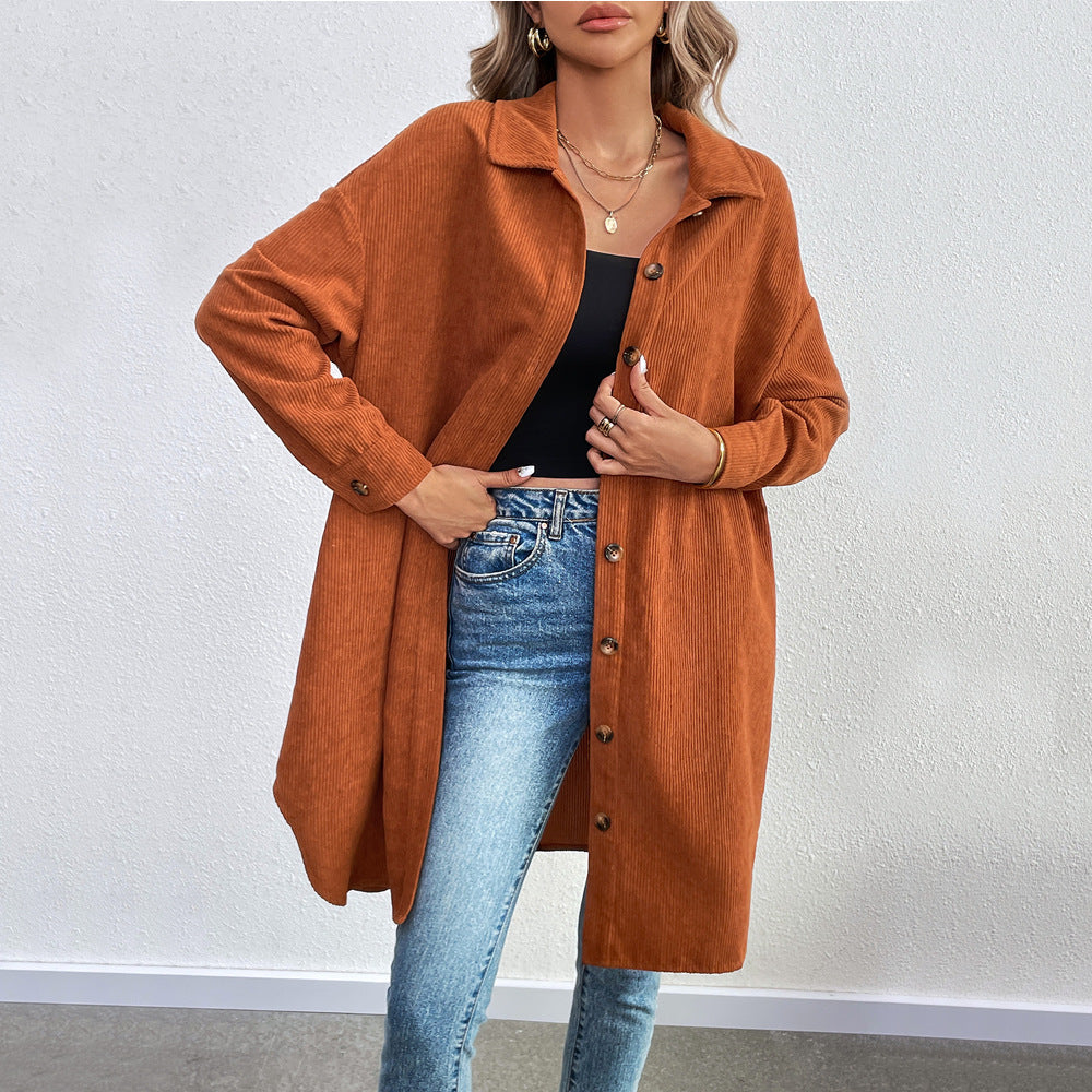 Damen Cordjacke Langarm Weich Norvielle