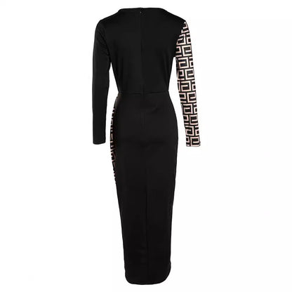 Damen Maxi-Kleid mit Seitenschlitz und Grafik-Druck