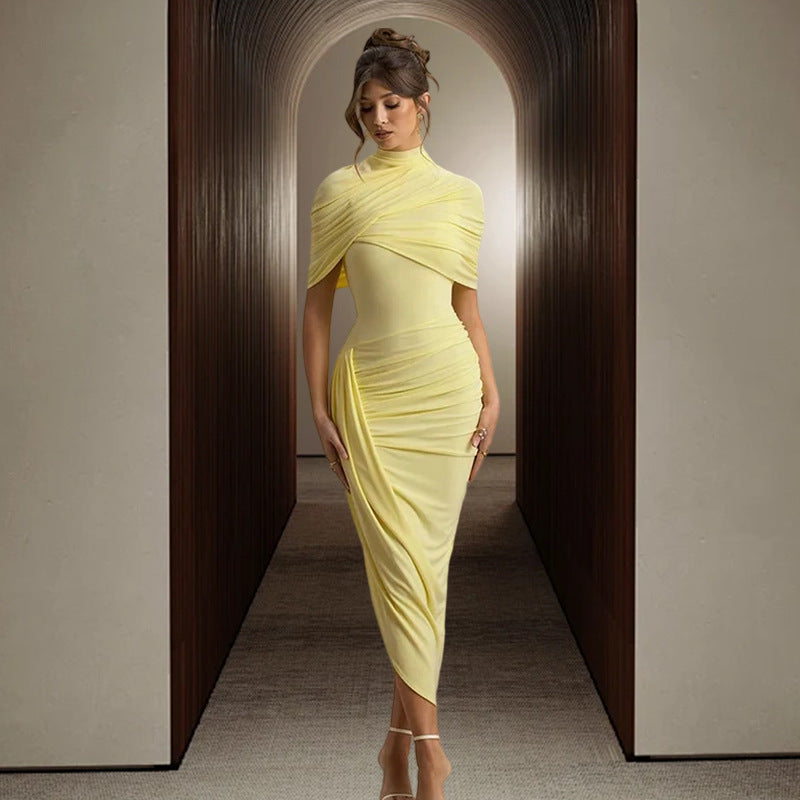 Damen Maxikleid Asymmetrisch Drapierungen Norvielle