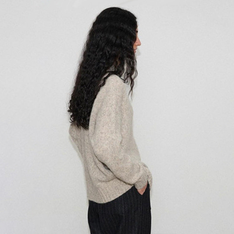 Damen Grobstrickpullover Stehkragen Norvielle