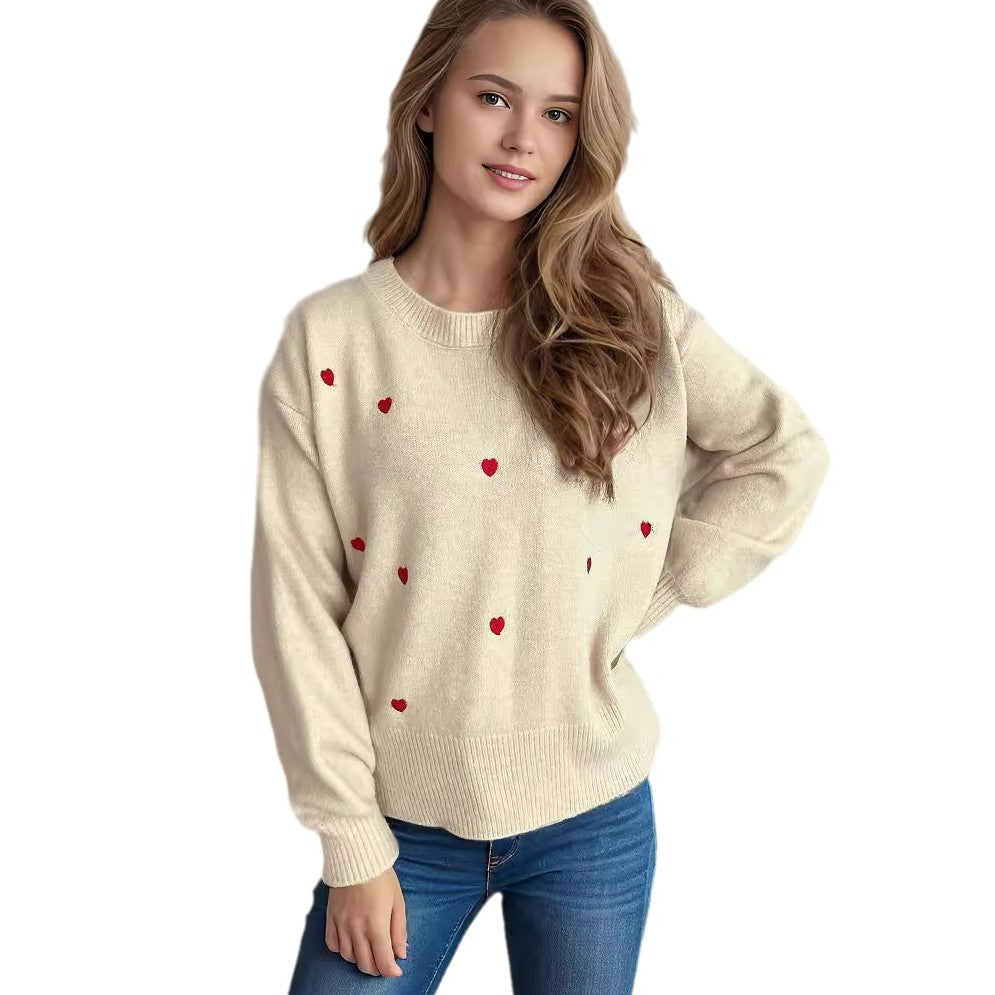 Damen Pullover Herzmotiv Lässig Norvielle