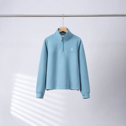 Damen Fleece-Pullover Halb-Reißverschluss Elastische Bündchen