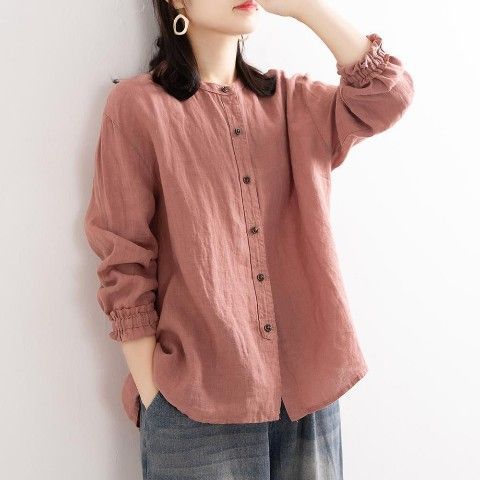 Damen Bluse Lockere Passform Knöpfe Norvielle