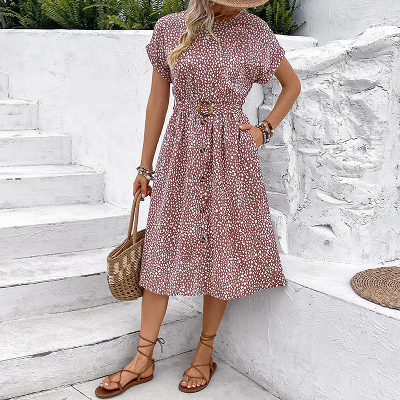 Damen Midi-Kleid Elastisch Mit Knöpfen Norvielle
