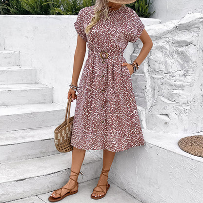 Damen Midi-Kleid Elastisch Mit Knöpfen Norvielle
