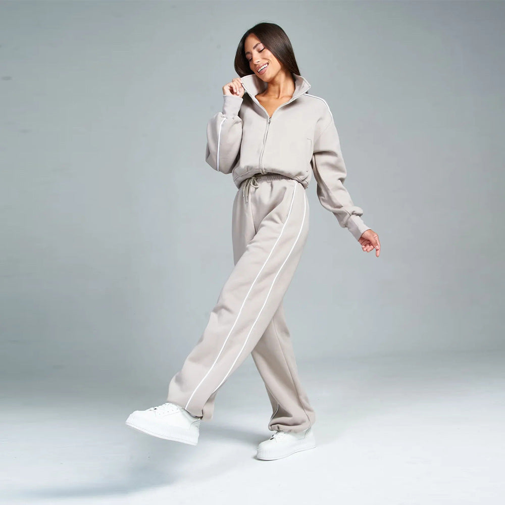 Damen Sportanzug Stehkragen Weite Hose Norvielle