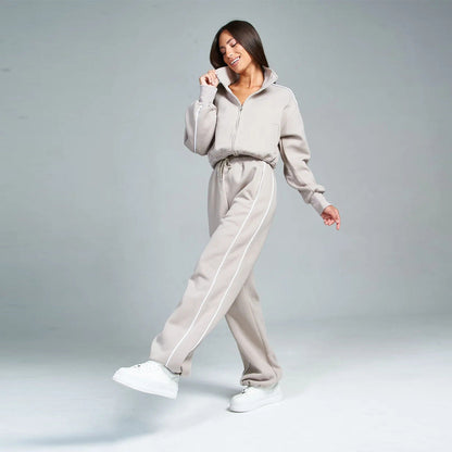 Damen Sportanzug Stehkragen Weite Hose Norvielle