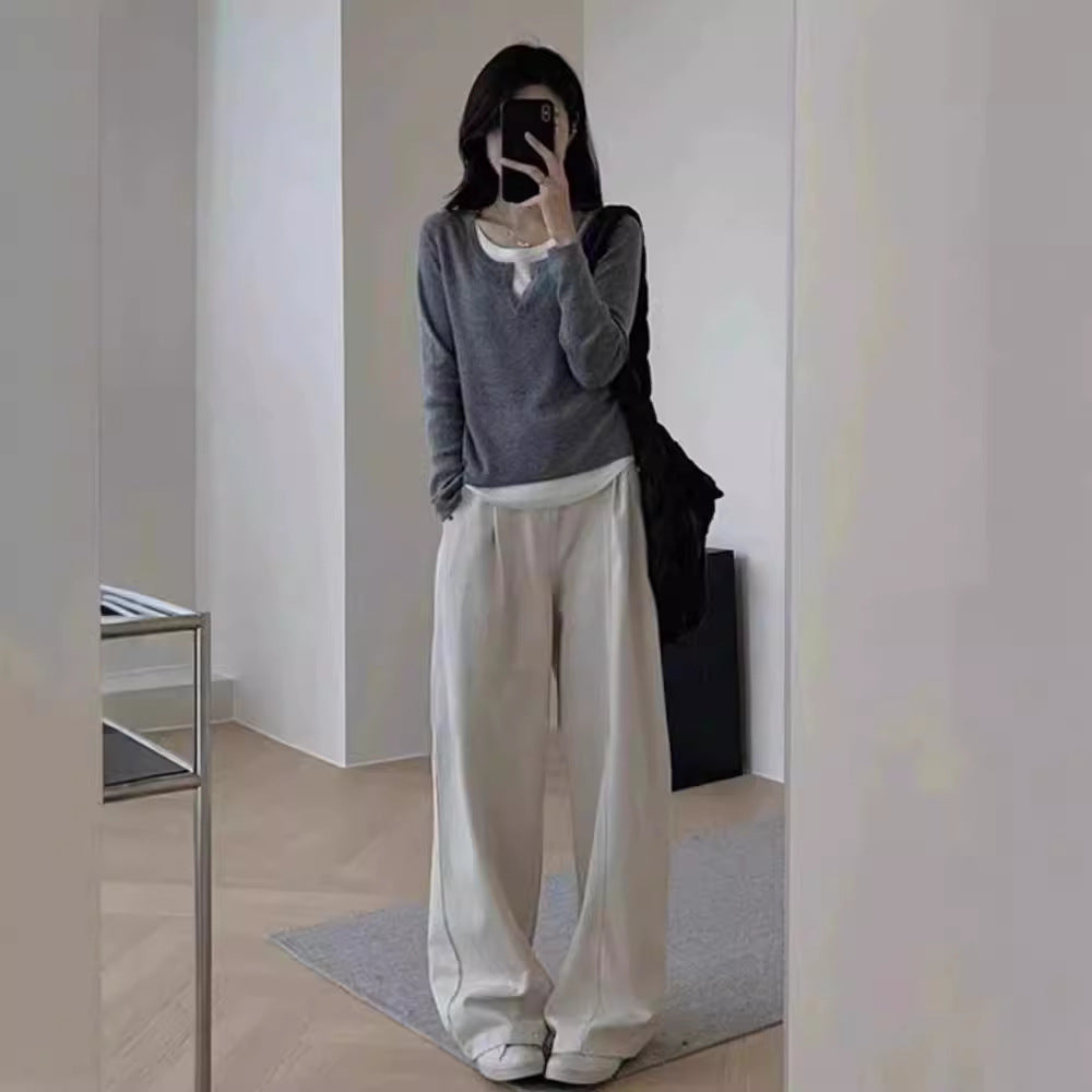 Damen Feinstrickpullover V-Ausschnitt Raglanärmel Norvielle