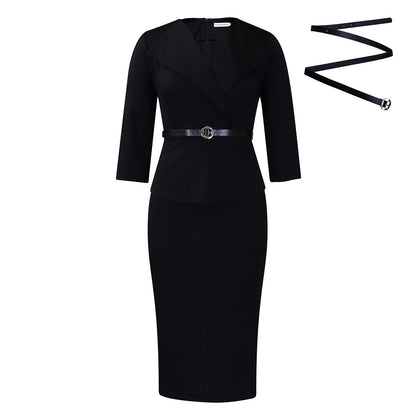 Damen Business Kleid mit abnehmbarem Gürtel Norvielle