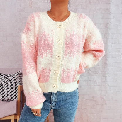 Damen Strickjacke Farbenfrohes Muster Norvielle