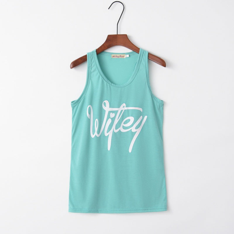 Damen Tanktop mit Schriftzug Trendfarbe Weiß