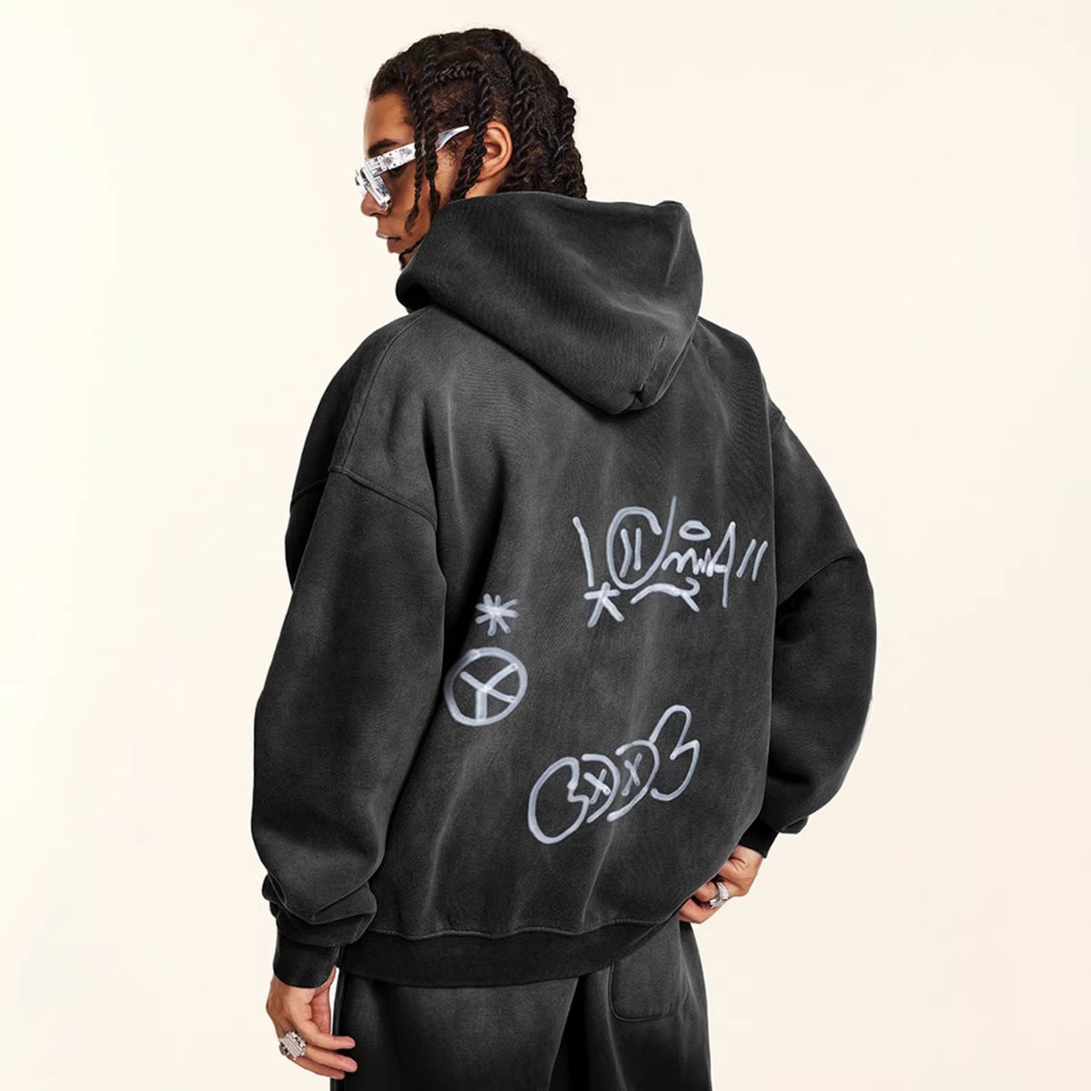 Damen Kapuzenjacke Graffiti-Print Norvielle
