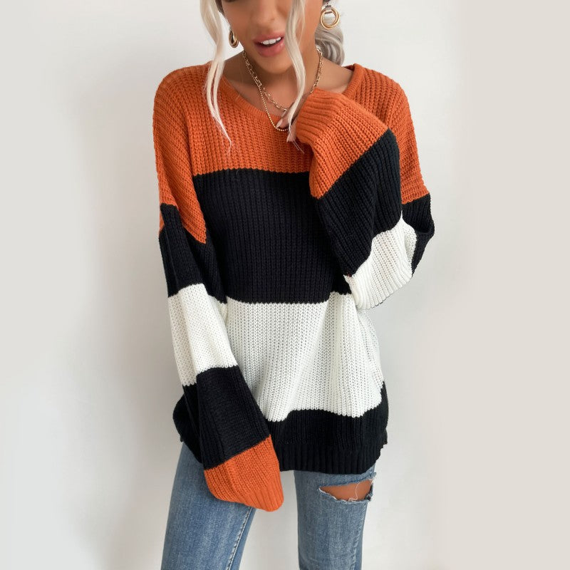 Damen Strickpullover Blockdesign Norvielle