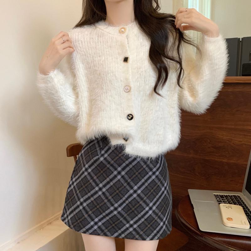Damen Strickjacke Flauschig Langärmlig Norvielle