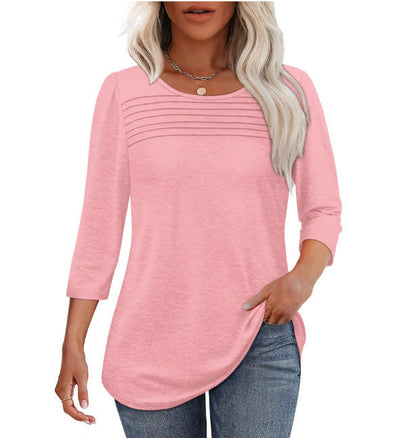 Damen Langarmshirt Plissee-Details Norvielle