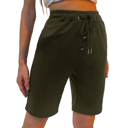 Damen Bermudashorts Elastischer Bund Seitentaschen Beige