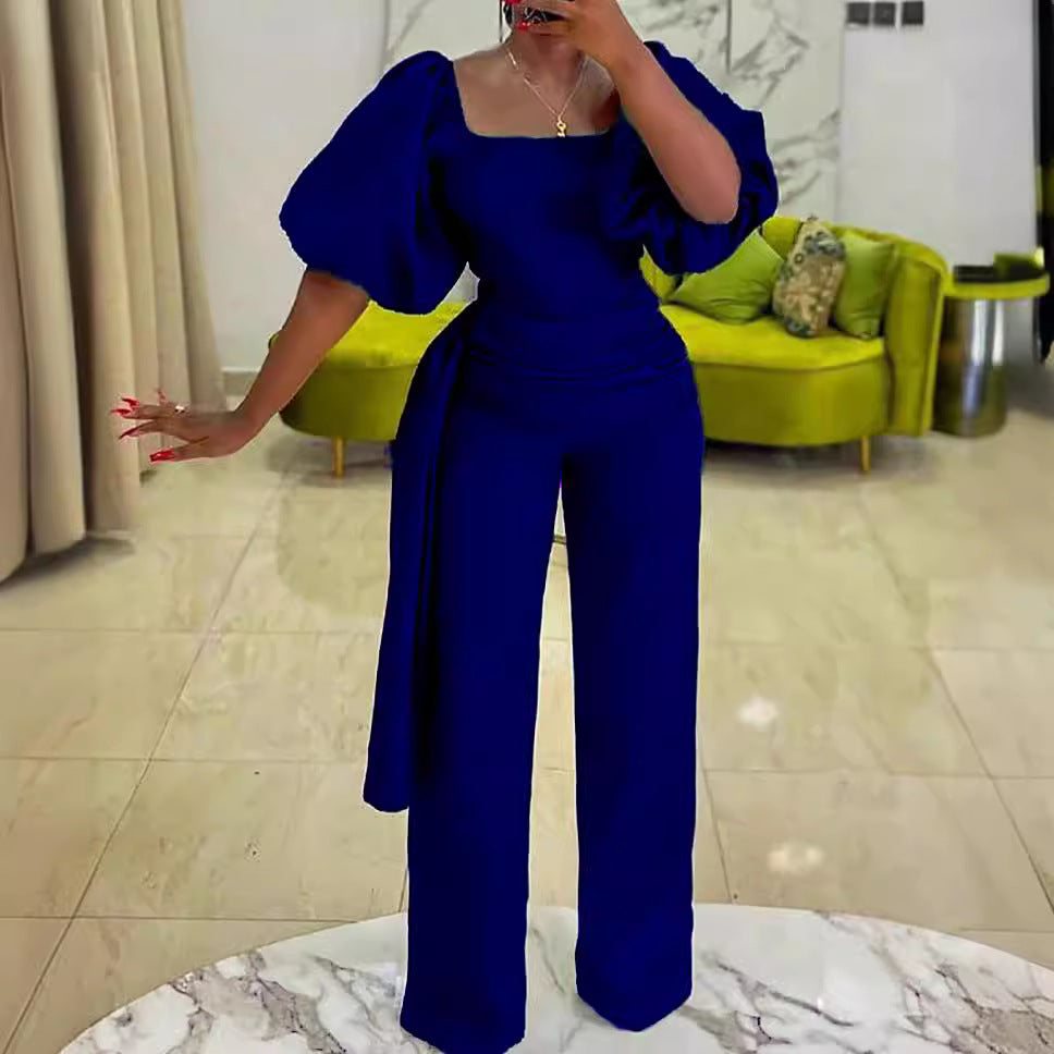 Damen Jumpsuit Voluminöse Ärmel Tailliert Norvielle