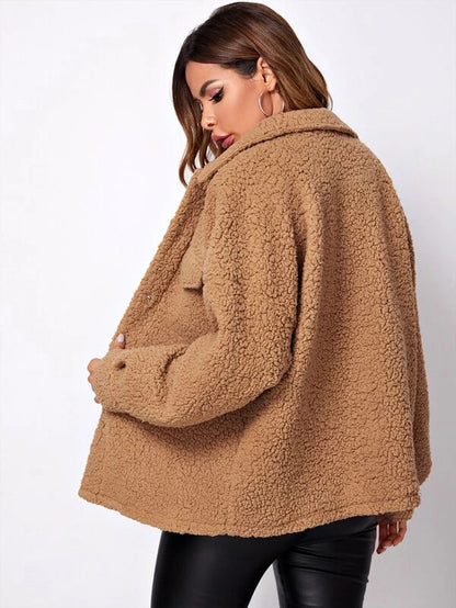 Damen Winterjacke Mit Kragen Und Taschen