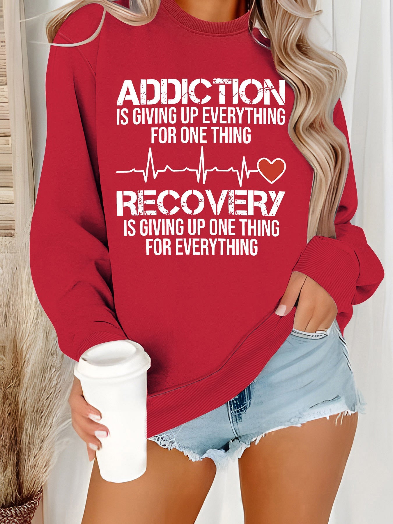 Damen Sweatshirt Lässiger Schnitt Baumwolle