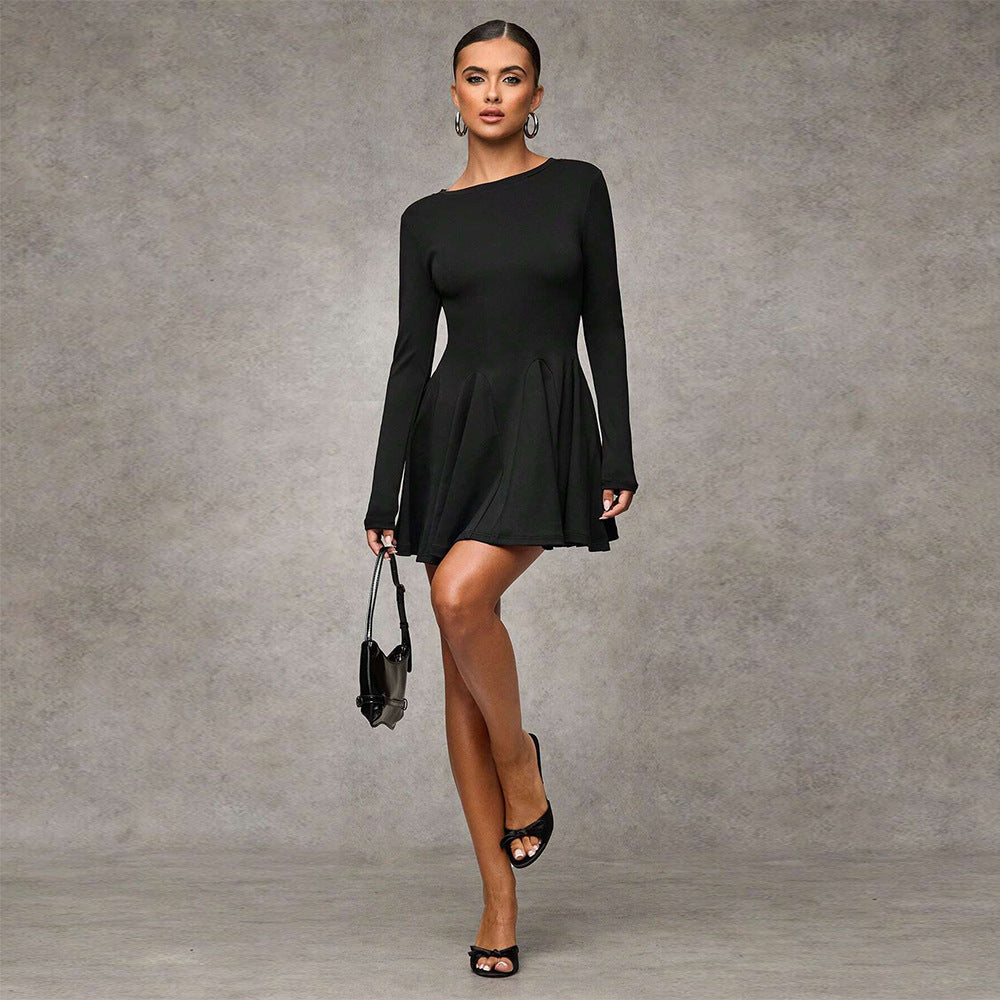 Damen Mini-Kleid Puffärmel Schwingrock Norvielle
