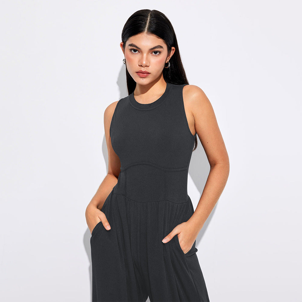 Damen Jumpsuit Hochbund Mit Seitentaschen Norvielle