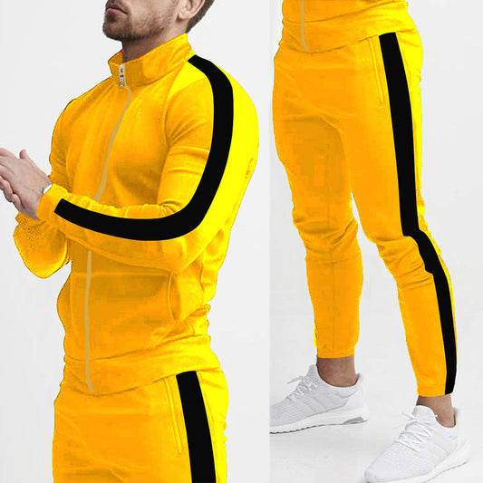 Herren Sportanzug-Set mit Reißverschluss und Streifen Schwarz - Norvielle